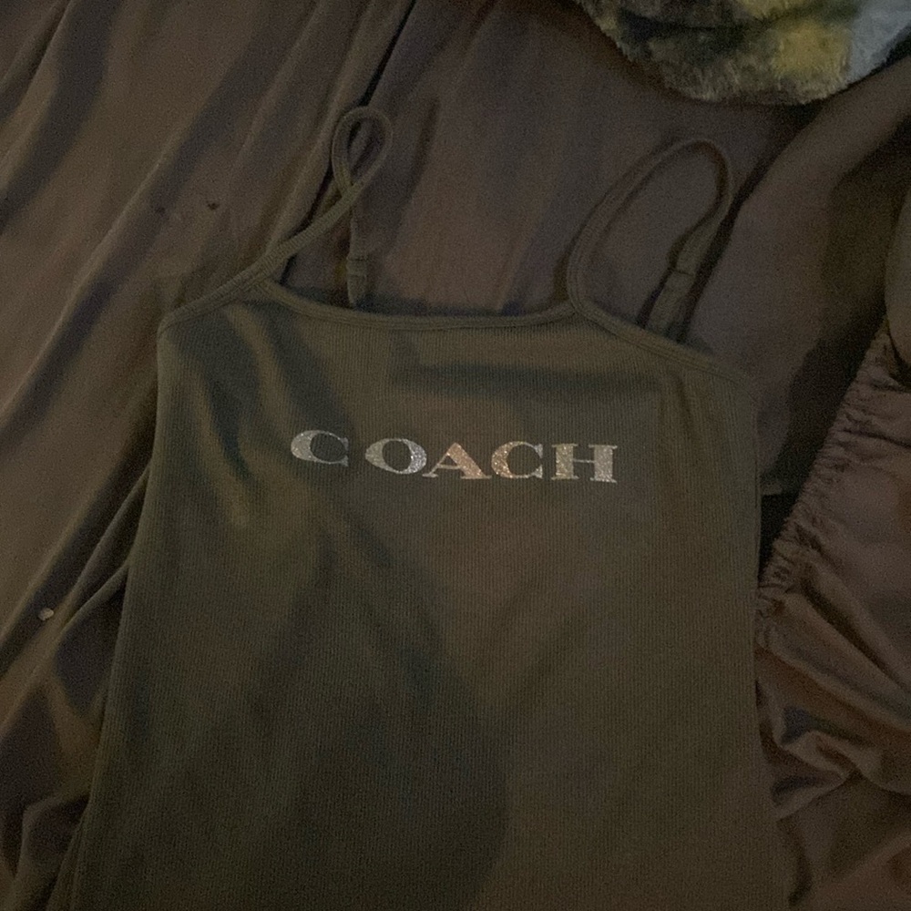 Green spaghetti straps mini coach dress